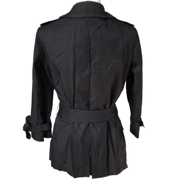 Coach Double Breasted Short Length Black Belted Trench Coat Jacket Small - Picture 3 of 15
